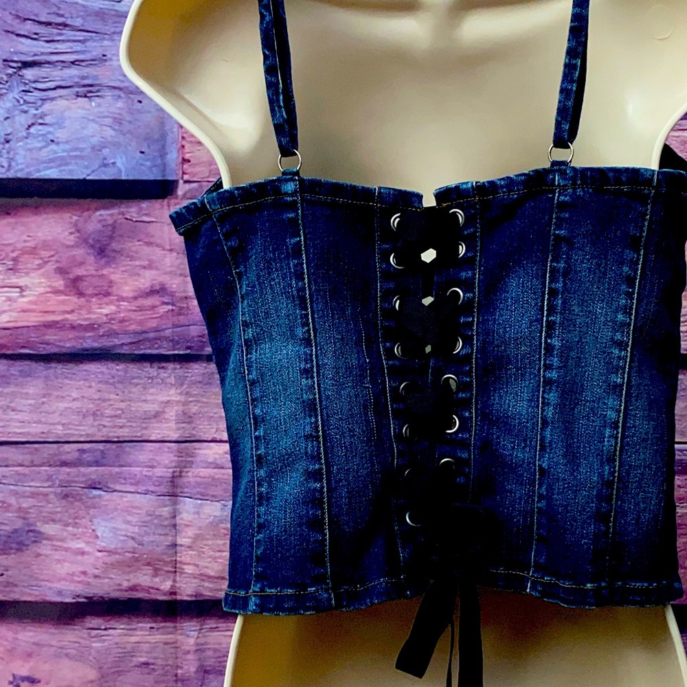 Harley-Davidson Dark Blue Denim Crop Top - Picture 4 of 9